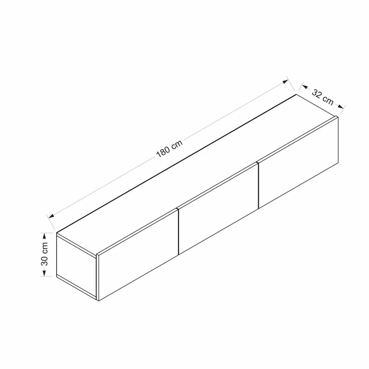 Mobili Porta Tv > Dmora Mobile TV 180x32x30h cm 3 ante - Barzago Bianco