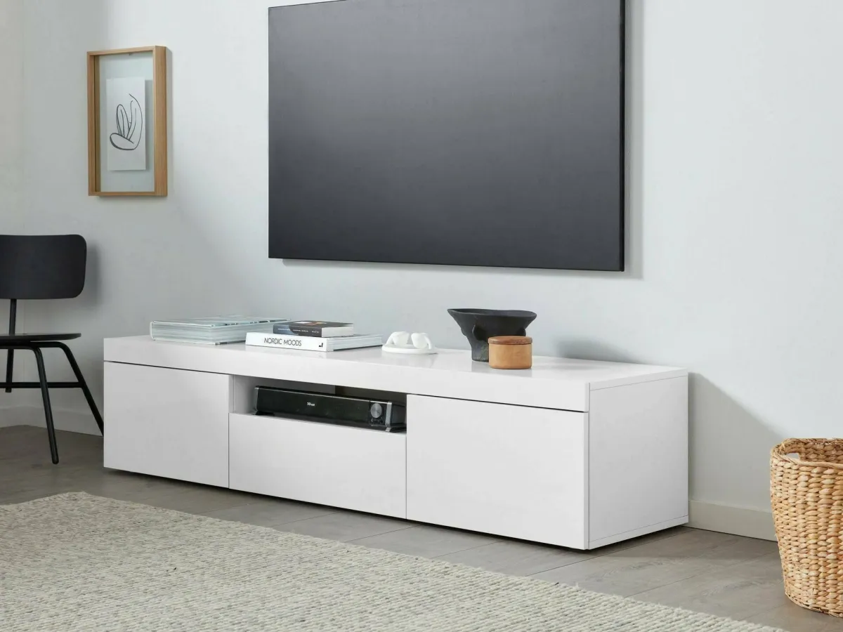 Salotto > Dmora Mobile TV 160x40x35h cm 3 ante - Edoarda Bianco