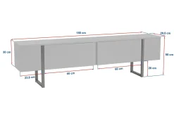Mobile TV grigio e nero 180x29x50h cm 2 ante - Lilith