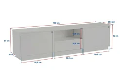 Mobile TV grigio 160x29x42h cm 3 ante - Morrigan