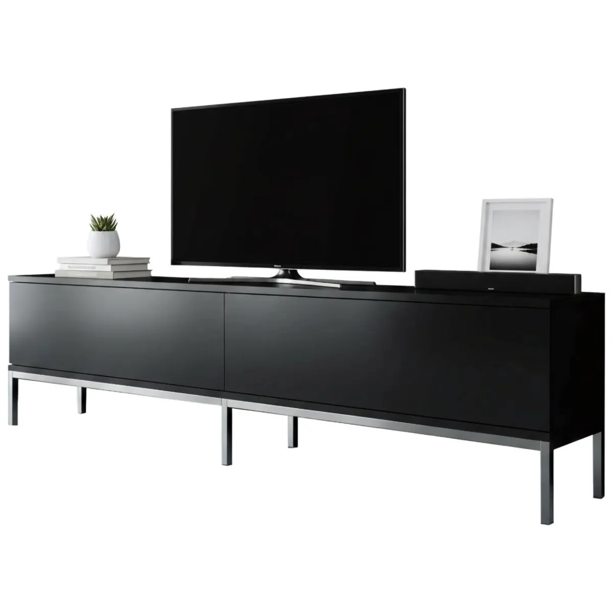 Mobili Porta Tv|Salotto > Dmora Mobile TV nero e argento 180x30x47h cm modulabile - Espero Argento, Nero
