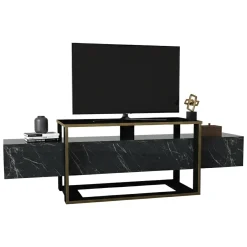 Mobile TV nero e oro 160x46x49h cm in legno - Jo