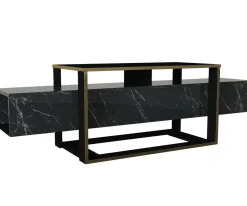 Mobile TV nero e oro 160x46x49h cm in legno - Jo