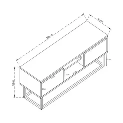 Mobile TV nero e quercia 140x40x50h cm in legno - Kira