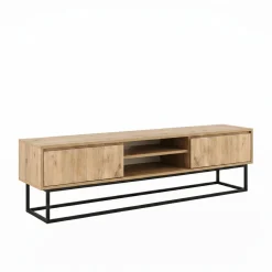 Mobile TV nero e quercia 140x40x50h cm in legno - Kira