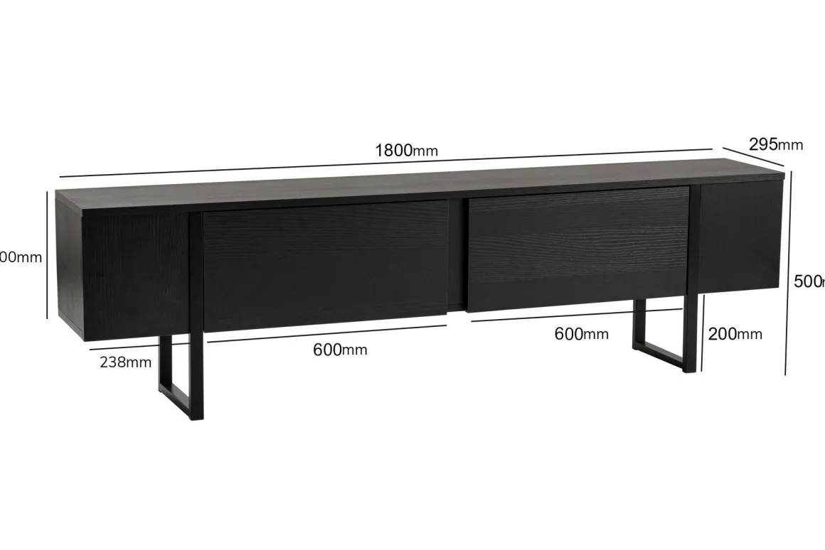 Mobile TV nero 180x29x50h cm 2 ante - Lilith
