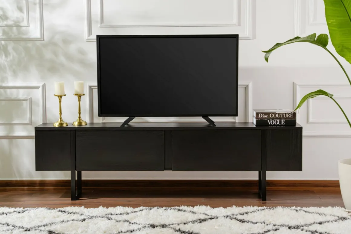 Mobile TV nero 180x29x50h cm 2 ante - Lilith