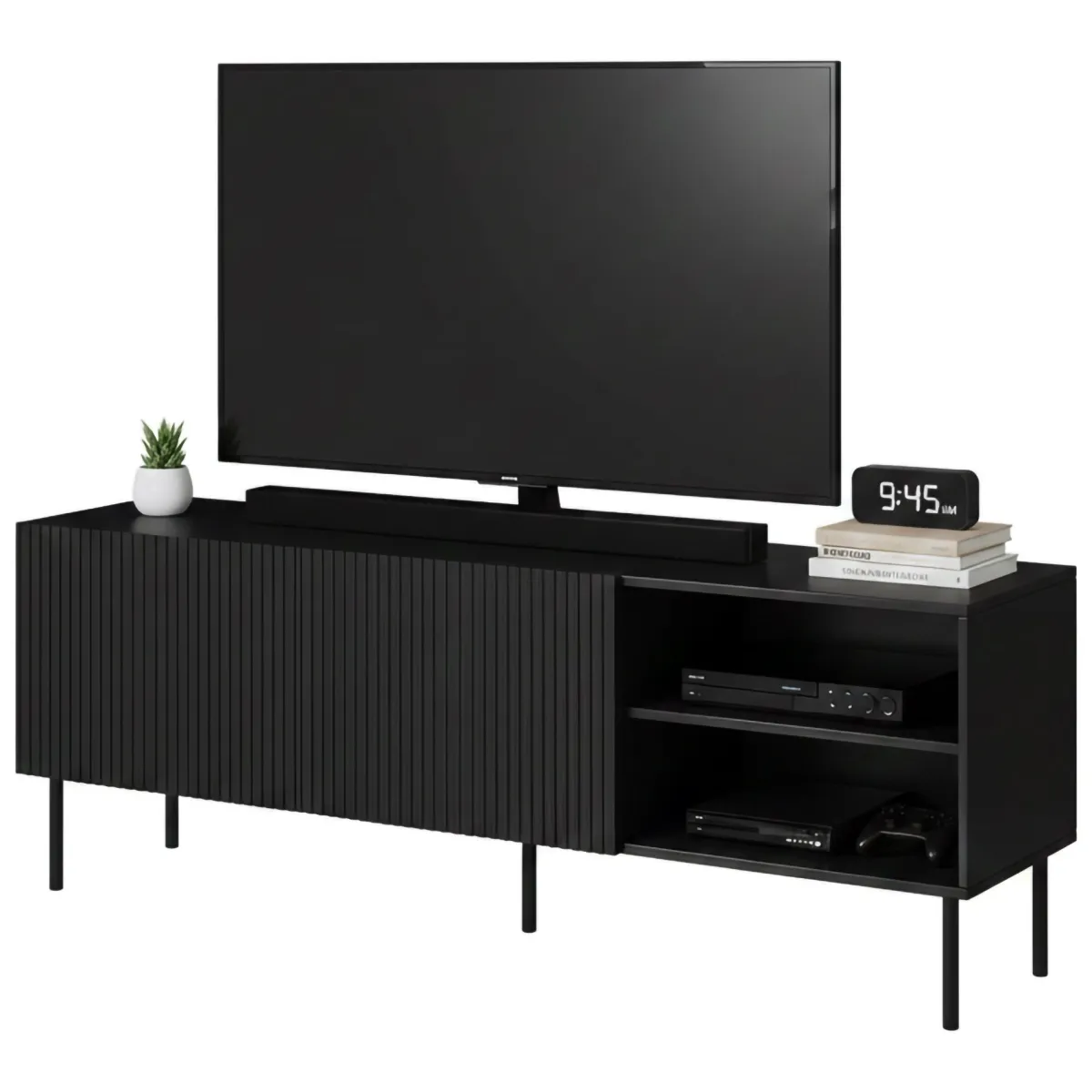 Mobili Porta Tv > Dmora Mobile TV 150x42x52h cm 3 ante - Molini Nero