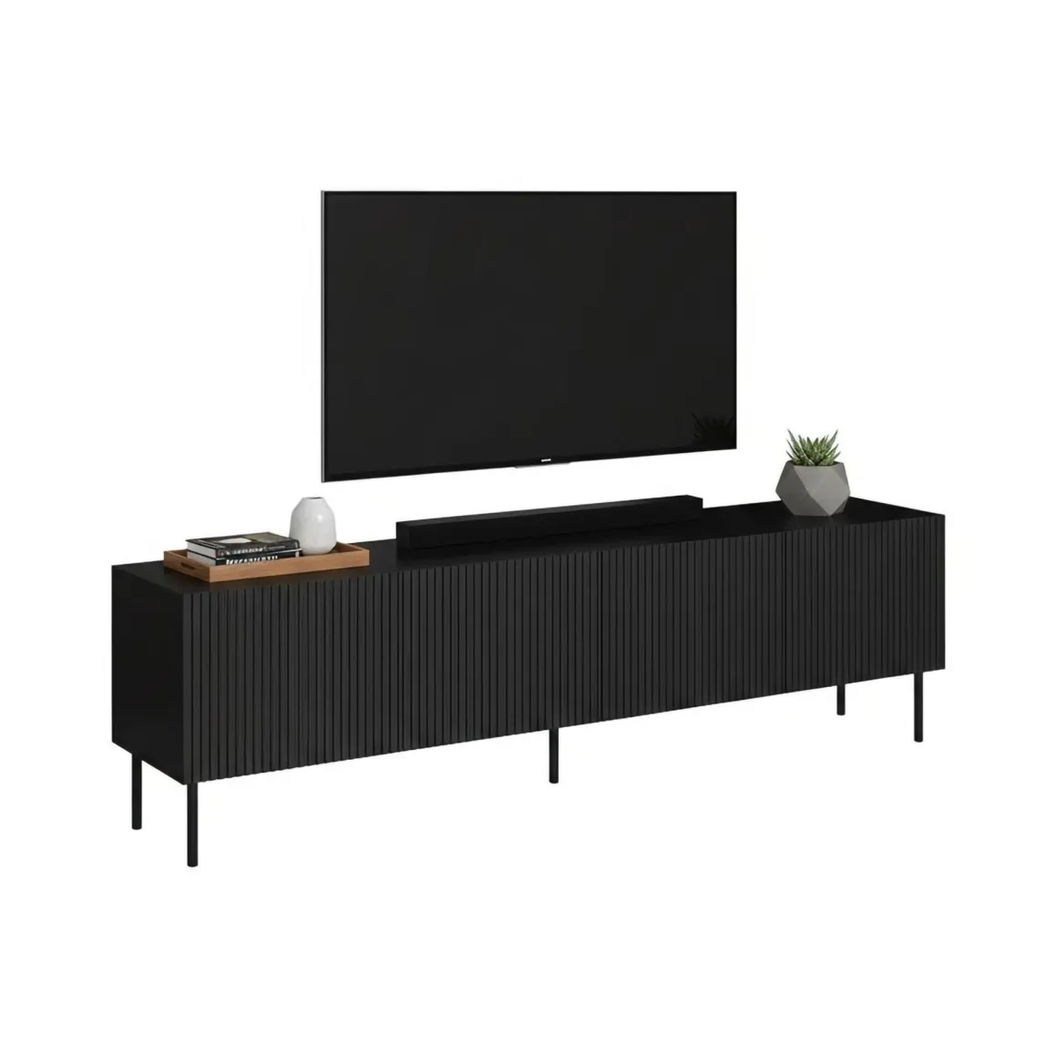 Mobile TV nero 200x42x52h cm 4 ante - Priocca