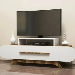 Mobile TV noce e bianco 145x36x49h cm 2 ante - Baghdad