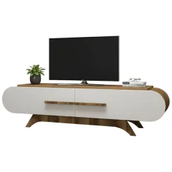 Mobile TV noce e bianco 145x36x49h cm 2 ante - Baghdad