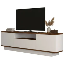 Mobile TV noce e bianco 160x30x45h cm 3 ante - Fortunata