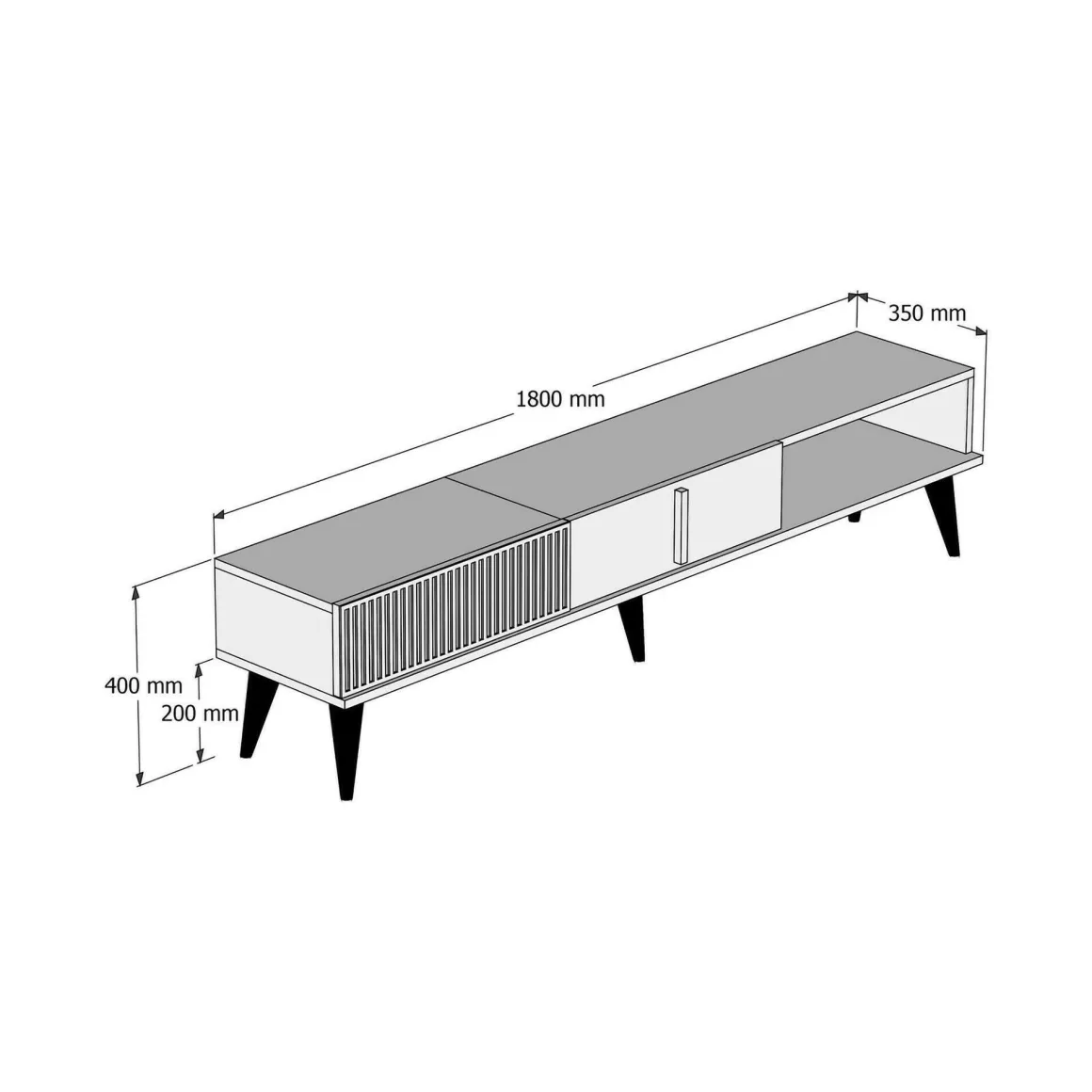 Mobile TV noce e bianco 180x35x40h cm 2 ante e 1 cassetto - Jakuchu