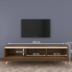 Mobile TV noce e bianco 180x35x48h cm 3 ante - Apatite