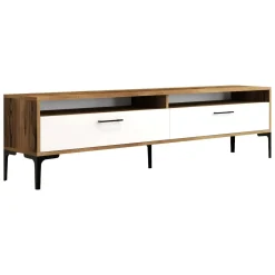 Mobili Porta Tv|Salotto > Dmora Mobile TV noce e bianco 47x35x180h cm modulabile - Angiari Bianco, Marrone Noce