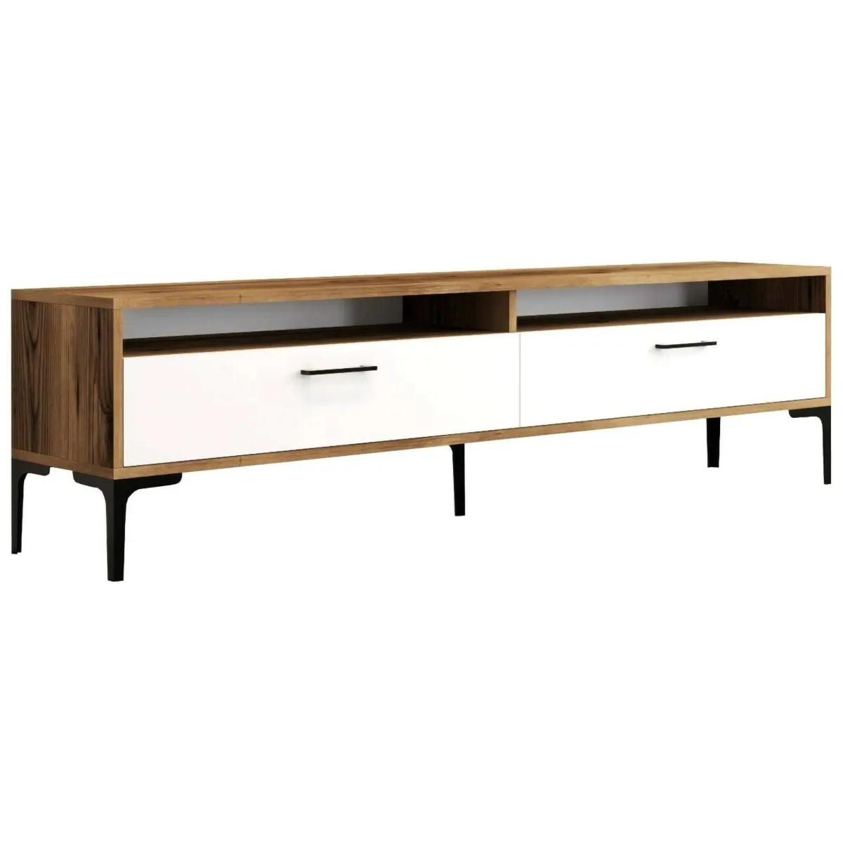 Mobili Porta Tv|Salotto > Dmora Mobile TV noce e bianco 47x35x180h cm modulabile - Angiari Bianco, Marrone Noce
