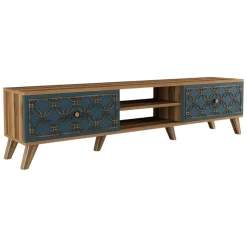Mobile TV noce e blu 180x35x44h cm 2 ante - Albonese