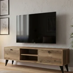 Mobile TV noce e nero 138x29x42h cm 2 ante - Bloem