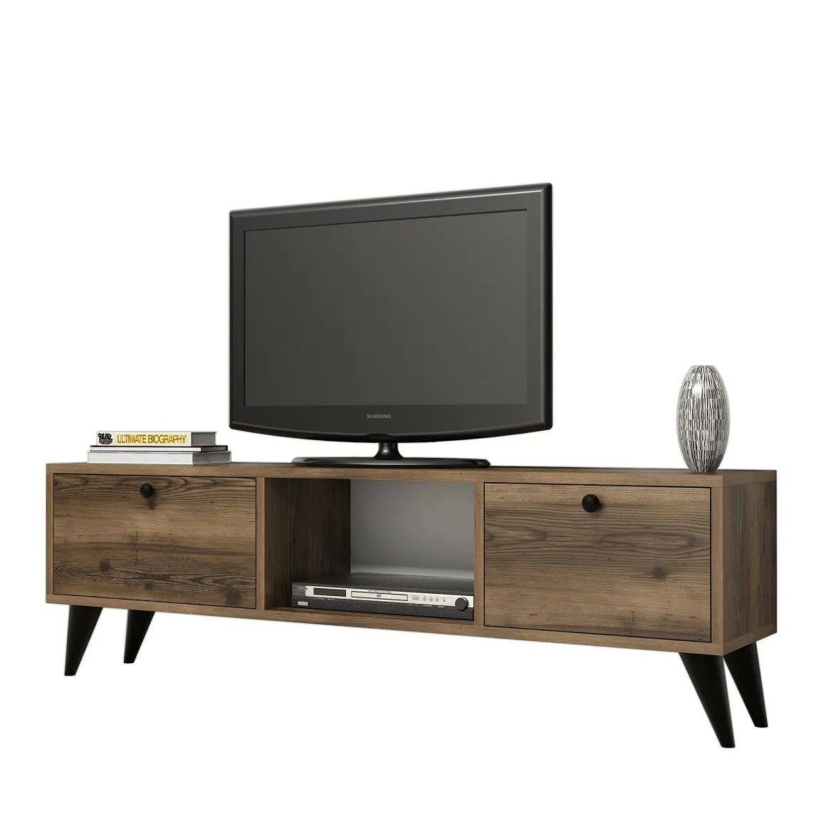 Mobile TV noce e nero 138x29x42h cm 2 ante - Bloem