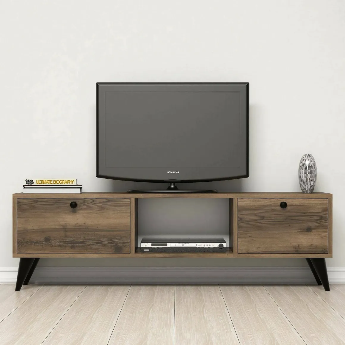 Mobile TV noce e nero 138x29x42h cm 2 ante - Bloem