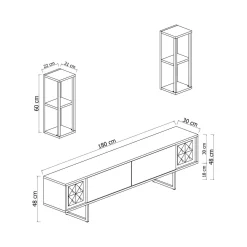 Mobili Porta Tv|Salotto > Dmora Mobile TV noce e nero 180x30x48h cm modulabile - Axa Nero, Marrone Noce