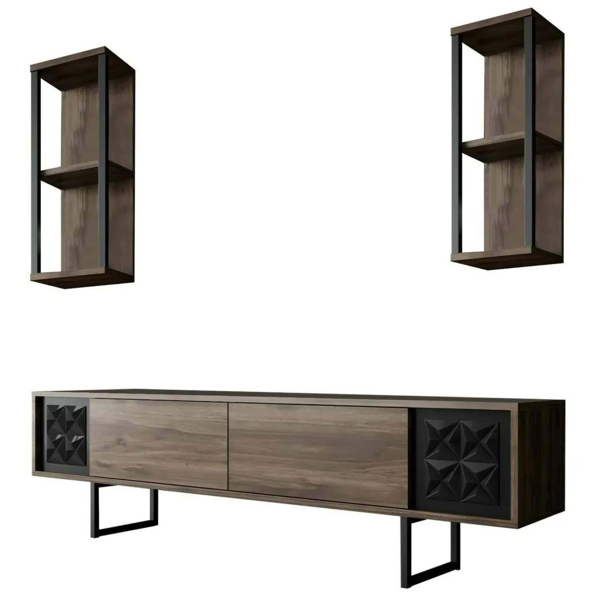 Mobili Porta Tv|Salotto > Dmora Mobile TV noce e nero 180x30x48h cm modulabile - Axa Nero, Marrone Noce