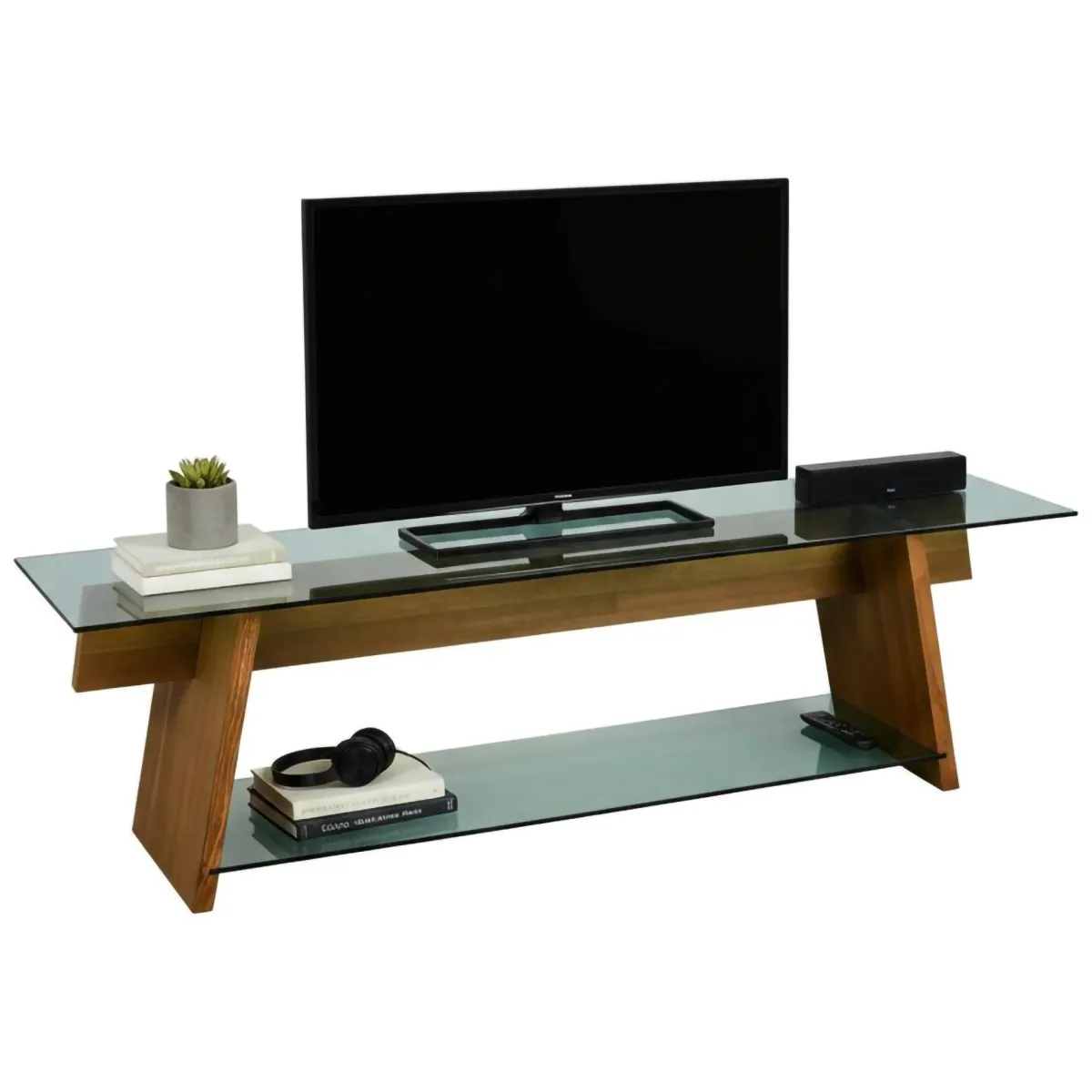 Mobili Porta Tv|Salotto > Dmora Mobile TV noce e verde 158x40x45h cm in legno - Amorosi Verde, Marrone Noce