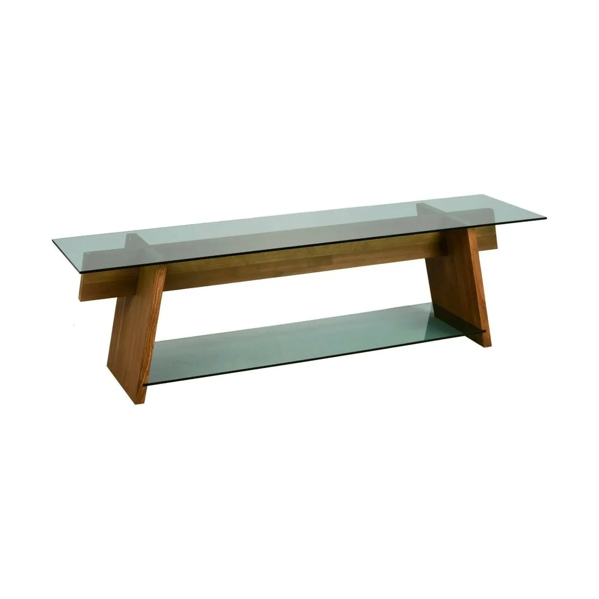 Mobili Porta Tv|Salotto > Dmora Mobile TV noce e verde 158x40x45h cm in legno - Amorosi Verde, Marrone Noce