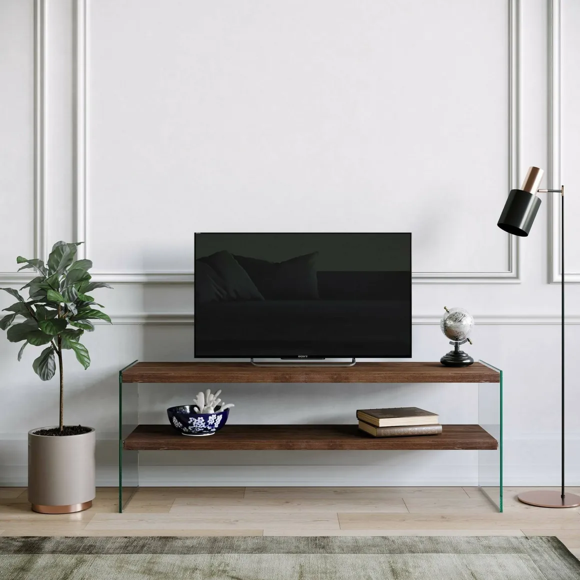 Mobile TV noce scuro 120x35x45h cm in legno - Italia