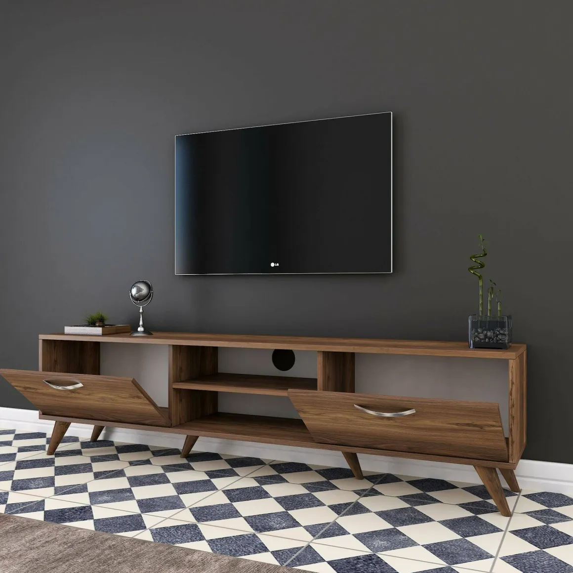 Mobile TV noce 180x35x48h cm 2 ante - Avir