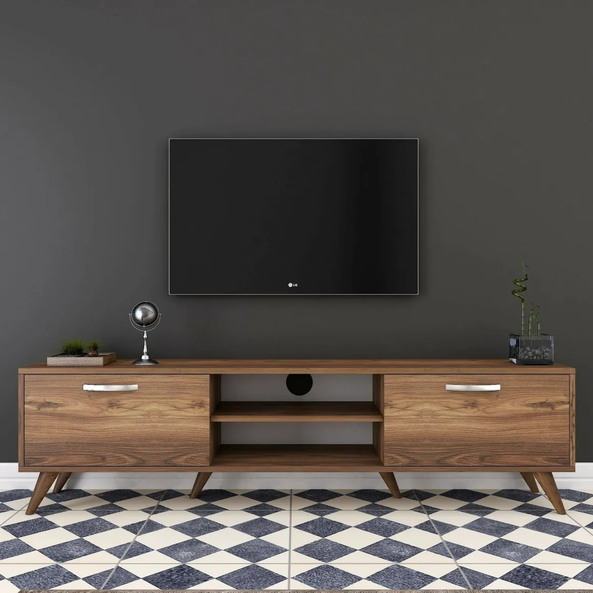 Mobile TV noce 180x35x48h cm 2 ante - Avir
