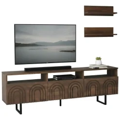 Mobile TV noce 170x30x40h cm 3 ante in legno - Barbania