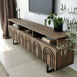 Mobile TV noce 170x30x40h cm 3 ante in legno - Barbania