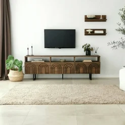 Mobile TV noce 170x30x40h cm 3 ante in legno - Barbania
