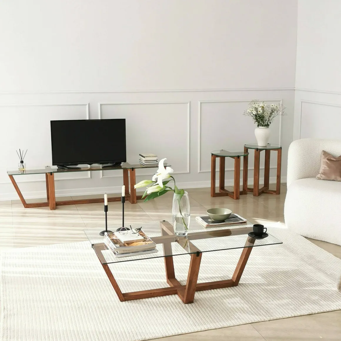 Mobile TV noce 158x35x35h cm in legno - Arienzo