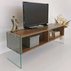 Mobili Porta Tv|Salotto > Dmora Mobile TV noce 120x35x45h cm in legno - Winifred Marrone Noce
