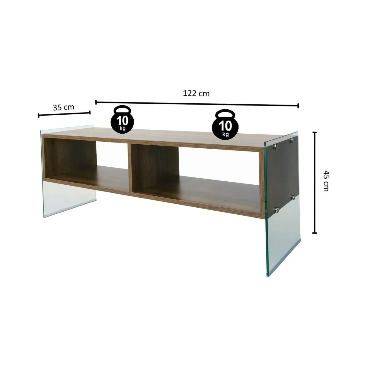 Mobili Porta Tv|Salotto > Dmora Mobile TV noce 120x35x45h cm in legno - Winifred Marrone Noce