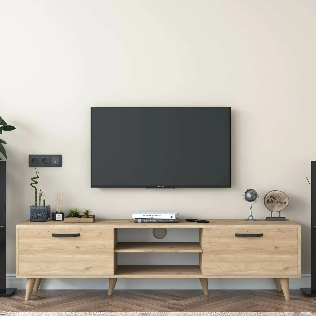 Mobili Porta Tv|Salotto > Dmora Mobile TV noce 180x35x48h cm modulabile - Messalina Marrone Noce