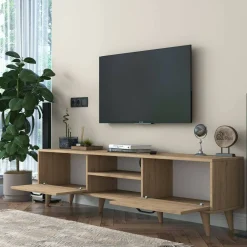 Mobili Porta Tv|Salotto > Dmora Mobile TV noce 180x35x48h cm modulabile - Messalina Marrone Noce