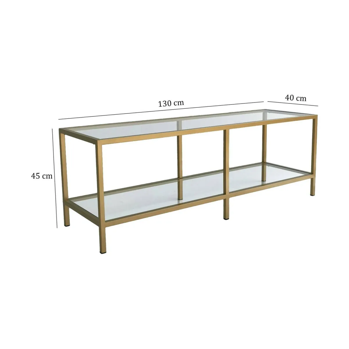 Mobili Porta Tv|Salotto > Dmora Mobile TV 130x40x45h cm in metallo - Donata Oro