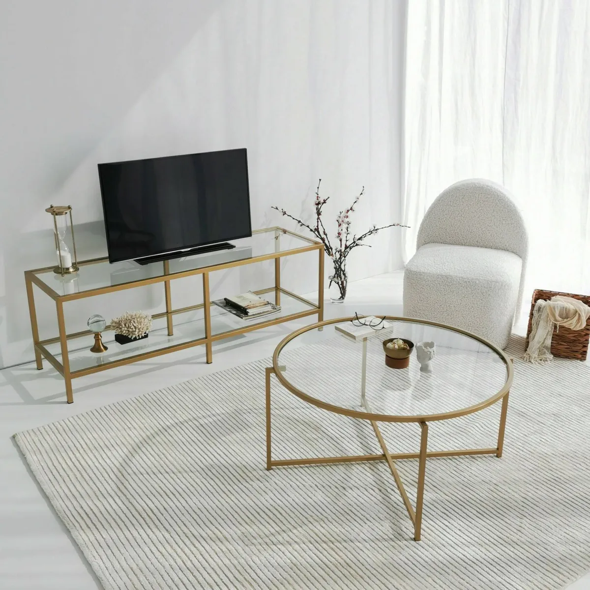 Mobili Porta Tv|Salotto > Dmora Mobile TV 130x40x45h cm in metallo - Donata Oro