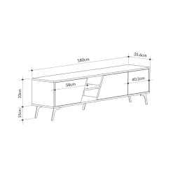 Mobili Porta Tv|Salotto > Dmora Mobile TV quercia e bianco 180x44x44h cm 3 ante - Asellina Bianco, Marrone Quercia