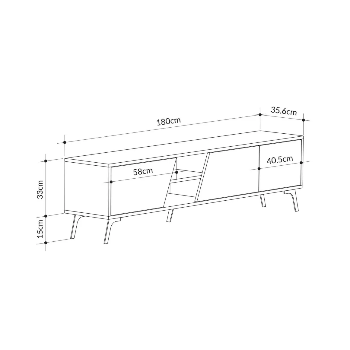 Mobili Porta Tv|Salotto > Dmora Mobile TV quercia e bianco 180x44x44h cm 3 ante - Asellina Bianco, Marrone Quercia