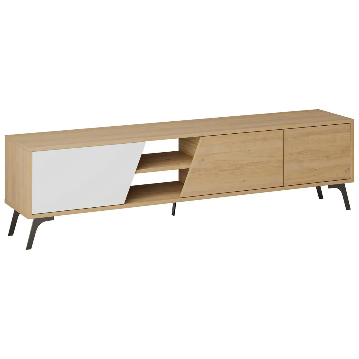 Mobili Porta Tv|Salotto > Dmora Mobile TV quercia e bianco 180x44x44h cm 3 ante - Asellina Bianco, Marrone Quercia