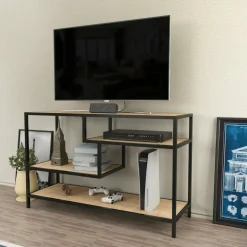 Mobile TV quercia e nero 120x39x75h cm in legno - Ivette