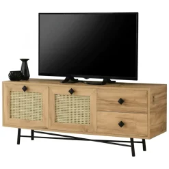 Mobile TV quercia e nero 140x40x60h cm 2 ante e 2 cassetti - Apollinare