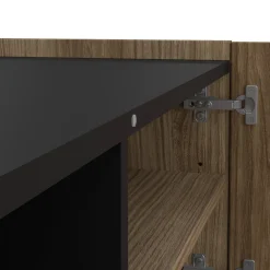 Mobili Porta Tv > Dmora Mobile TV quercia e nero 147x41x54h cm 2 ante e 1 cassetto - Duchi Nero, Marrone Quercia
