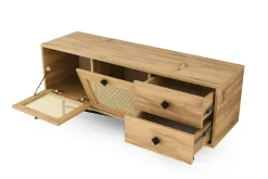 Mobili Porta Tv > Dmora Mobile TV quercia e nero 147x41x54h cm 2 ante e 1 cassetto - Duchi Nero, Marrone Quercia