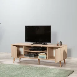 Mobili Porta Tv > Dmora Mobile TV quercia 140x40x50h cm 2 ante - Argegno Marrone Quercia