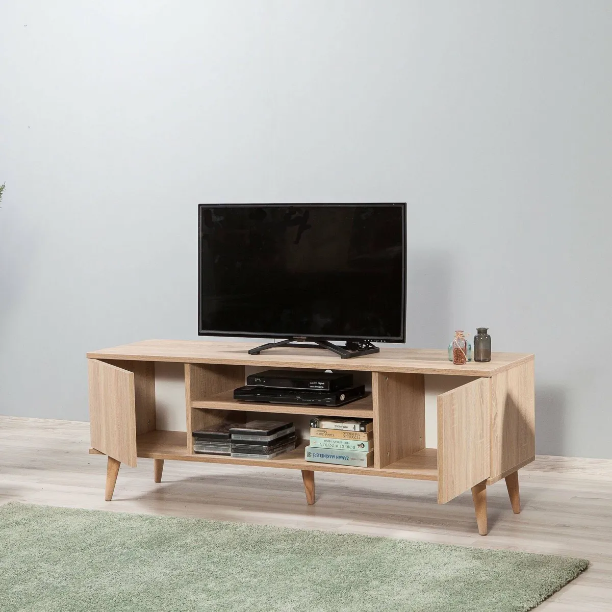 Mobili Porta Tv > Dmora Mobile TV quercia 140x40x50h cm 2 ante - Argegno Marrone Quercia